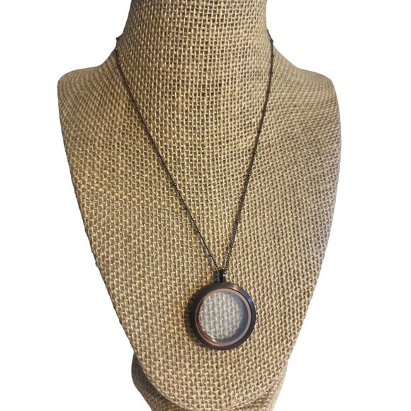 Origami Owl Bronze Copper Tone Locket Necklace Chain Ball Stations Adj 16" + 2" - Picture 1 of 4